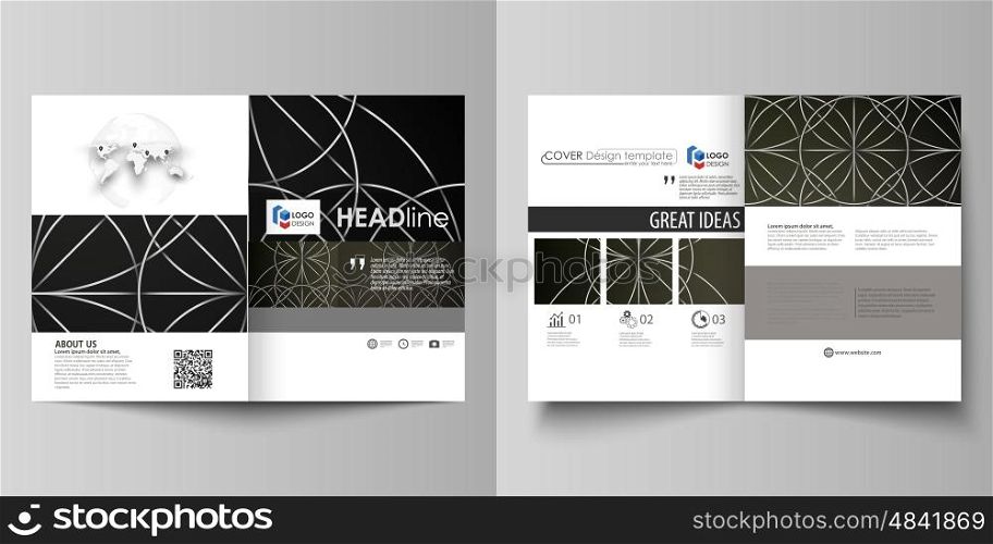 Business templates for bi fold brochure, magazine, flyer, booklet or annual report. Cover design template, easy editable vector, abstract flat layout in A4 size. Celtic pattern. Abstract ornament, geometric vintage texture, medieval classic ethnic style.