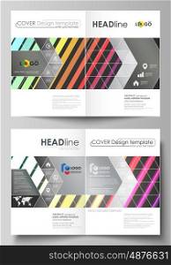 Business templates for bi fold brochure, magazine, flyer, booklet or annual report. Cover design template, easy editable vector, abstract flat layout in A4 size. Bright color rectangles, colorful design with geometric rectangular shapes forming abstract beautiful background.