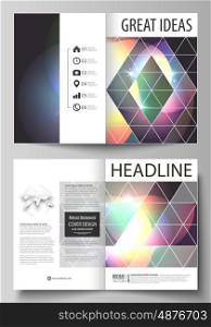 Business templates for bi fold brochure, magazine, flyer, booklet or annual report. Cover design template, easy editable vector, abstract flat layout in A4 size. Retro style, mystical Sci-Fi background. Futuristic trendy design.
