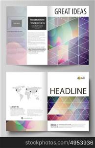 Business templates for bi fold brochure, magazine, flyer, booklet or annual report. Cover design template, flat style vector layout in A4 size. Colorful pattern with shapes forming abstract background. Business templates for bi fold brochure, magazine, flyer, booklet or annual report. Cover design template, easy editable vector, abstract flat layout in A4 size. Bright color pattern, colorful design with overlapping shapes forming abstract beautiful background.