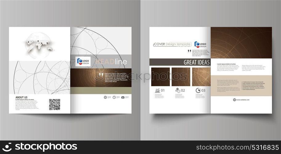 Business templates for bi fold brochure, magazine, flyer, booklet or annual report. Cover design template, abstract vector layout in A4 size. Alchemical theme. Fractal art background. Sacred geometry.. Business templates for bi fold brochure, magazine, flyer, booklet or annual report. Cover design template, easy editable vector, abstract flat layout in A4 size. Alchemical theme. Fractal art background. Sacred geometry. Mysterious relaxation pattern.