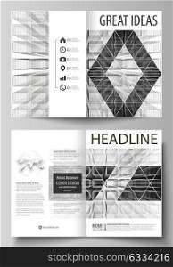 Business templates for bi fold brochure, magazine, flyer, booklet or report. Cover design template, vector layout in A4 size. Infinity background, rectangles forming illusion of depth and perspective.. Business templates for bi fold brochure, magazine, flyer, booklet or annual report. Cover design template, easy editable vector, abstract flat layout in A4 size. Abstract infinity background, 3d structure with rectangles forming illusion of depth and perspective.