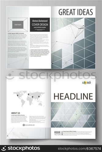 Business templates for bi fold brochure, magazine, flyer, booklet, report. Cover design template, vector layout in A4 size. Genetic and chemical compounds. DNA and neurons. Chemistry, science concept.. Business templates for bi fold brochure, magazine, flyer, booklet or annual report. Cover design template, easy editable vector, abstract flat layout in A4 size. Genetic and chemical compounds. Atom, DNA and neurons. Medicine, chemistry, science or technology concept. Geometric background.