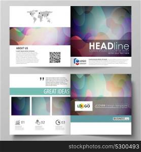 Business templates for bi fold square brochure, magazine, flyer, annual report. Leaflet cover, flat style vector layout. Bright color pattern, colorful design with shapes forming abstract background.. Business templates for bi fold square brochure, magazine, flyer, annual report. Leaflet cover, flat style vector layout. Bright color pattern, colorful design with shapes forming abstract background