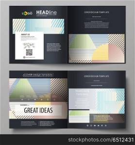 Business templates for bi fold square brochure, magazine, flyer, booklet, report. Leaflet cover, abstract vector layout. Minimalistic design with lines, geometric shapes forming beautiful background.. Business templates for square design bi fold brochure, magazine, flyer, booklet or annual report. Leaflet cover, abstract flat layout, easy editable vector. Minimalistic design with lines, geometric shapes forming beautiful background.