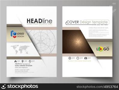 Business templates for brochure, flyer, booklet. Cover design template, abstract vector layout in A4 size. Alchemical theme. Fractal art background. Sacred geometry. Mysterious relaxation pattern.. Business templates for brochure, magazine, flyer, booklet or annual report. Cover design template, easy editable vector, abstract flat layout in A4 size. Alchemical theme. Fractal art background. Sacred geometry. Mysterious relaxation pattern.