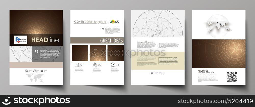 Business templates for brochure, flyer, booklet. Cover design template, abstract vector layout in A4 size. Alchemical theme. Fractal art background. Sacred geometry. Mysterious relaxation pattern.. Business templates for brochure, magazine, flyer, booklet or annual report. Cover design template, easy editable vector, abstract flat layout in A4 size. Alchemical theme. Fractal art background. Sacred geometry. Mysterious relaxation pattern.