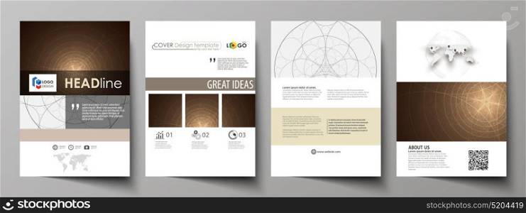 Business templates for brochure, flyer, booklet. Cover design template, abstract vector layout in A4 size. Alchemical theme. Fractal art background. Sacred geometry. Mysterious relaxation pattern.. Business templates for brochure, magazine, flyer, booklet or annual report. Cover design template, easy editable vector, abstract flat layout in A4 size. Alchemical theme. Fractal art background. Sacred geometry. Mysterious relaxation pattern.