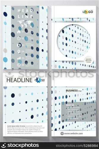 Business templates for brochure, flyer, booklet, report. Cover template, abstract layout in A4 size. Soft color dots with illusion of depth and perspective, dotted background. Elegant vector design.. Business templates for brochure, flyer, booklet, report. Cover template, abstract layout in A4 size. Soft color dots with illusion of depth and perspective, dotted background. Elegant vector design