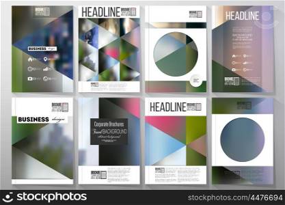 Business templates for brochure, flyer or booklet. Abstract multicolored background, nature landscapes, geometric vector, triangular style illustration.