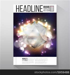 Business templates for brochure, flyer or booklet. Abstract multicolored background with bokeh lights and stars. Scientific or digital design, science vector illustration.