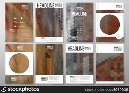 Business templates for brochure, flyer or booklet. City landscape. Collection of abstract multicolored backgrounds. Geometrical patterns. Triangular and hexagonal style vector illustration.