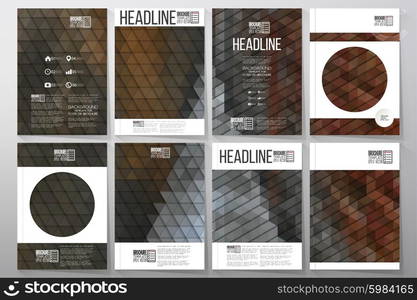 Business templates for brochure, flyer or booklet. City landscape. Collection of abstract multicolored backgrounds. Geometrical patterns. Triangular style vector illustration.