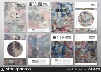 Business templates for brochure, flyer or booklet. Graffiti wall. Collection of abstract multicolored backgrounds. Natural geometrical patterns. Triangular and hexagonal style vector illustration.