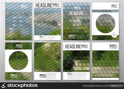 Business templates for brochure, flyer or booklet. Nature landscape. Collection of abstract multicolored backgrounds. Natural geometrical patterns. Triangular style vector illustration.
