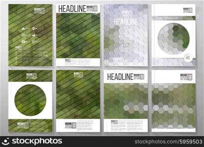 Business templates for brochure, flyer or booklet. Nature landscape. Collection of abstract multicolored backgrounds. Natural geometrical patterns. Triangular and hexagonal style vector illustration.
