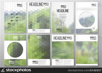 Business templates for brochure, flyer or booklet. Nature landscape. Collection of abstract multicolored backgrounds. Natural geometrical patterns. Triangular and hexagonal style vector illustration.