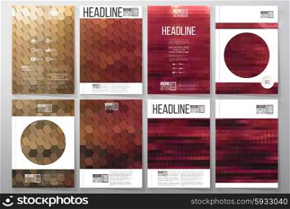 Business templates for brochure, flyer or booklet. Night landscape. Collection of abstract multicolored backgrounds. Natural geometrical patterns. Triangular and hexagonal style vector illustration.