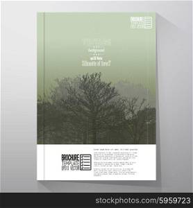 Business templates for brochure, flyer or booklet. Vintage forest background with overlay texture. Vector illustration.