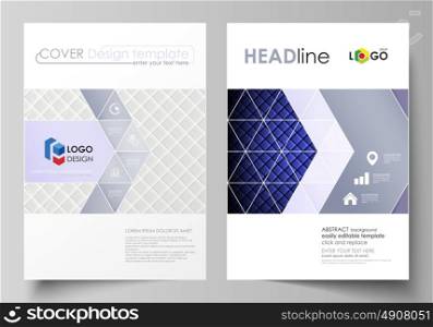 Business templates for brochure, flyer, report. Cover design template, abstract vector layout in A4 size. Shiny fabric, rippled texture, white and blue color silk, colorful vintage style background.. Business templates for brochure, magazine, flyer, booklet or annual report. Cover design template, easy editable vector, abstract flat layout in A4 size. Shiny fabric, rippled texture, white and blue color silk, colorful vintage style background.