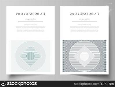 Business templates for brochure, flyer, report. Cover design template, abstract vector layout in A4 size. Minimalistic background with lines. Gray color geometric shapes forming beautiful pattern.. Business templates for brochure, magazine, flyer, booklet or annual report. Cover design template, easy editable vector, abstract flat layout in A4 size. Minimalistic background with lines. Gray color geometric shapes forming simple beautiful pattern.