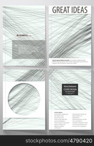 Business templates for brochure, magazine, flyer, annual report. Cover template, easy editable vector, flat layout in A4 size. Abstract waves, lines and curves. Gray color background. Motion design