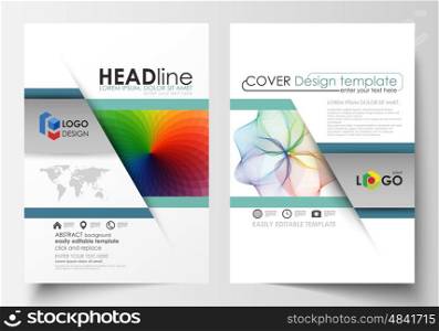 Business templates for brochure, magazine, flyer, annual report. Cover template, easy editable vector, flat layout in A4 size. Colorful design background with abstract shapes and waves, overlap effect.