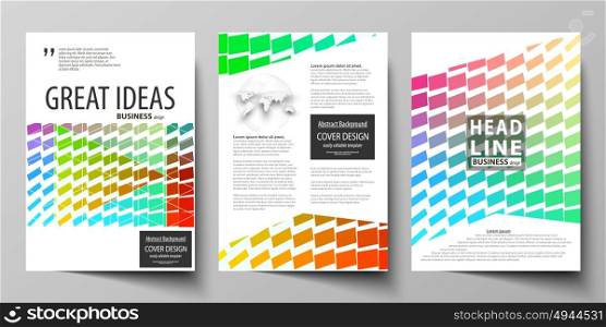 Business templates for brochure, magazine, flyer, annual report. Cover design template, vector layout in A4 size. Colorful rectangles, moving dynamic shapes forming abstract polygonal style background. Business templates for brochure, magazine, flyer, booklet or annual report. Cover design template, easy editable vector, abstract flat layout in A4 size. Colorful rectangles, moving dynamic shapes forming abstract polygonal style background.