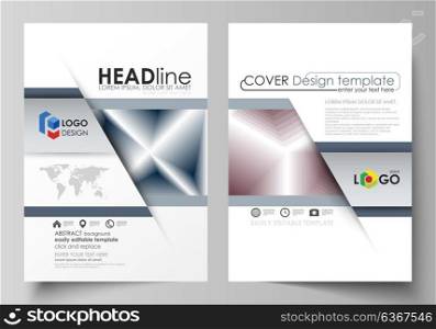 Business templates for brochure, magazine, flyer, annual report. Cover design template, vector layout in A4 size. Simple monochrome geometric pattern. Abstract polygonal style, modern background.. Business templates for brochure, magazine, flyer, booklet or annual report. Cover design template, easy editable vector, abstract flat layout in A4 size. Simple monochrome geometric pattern. Abstract polygonal style, stylish modern background.