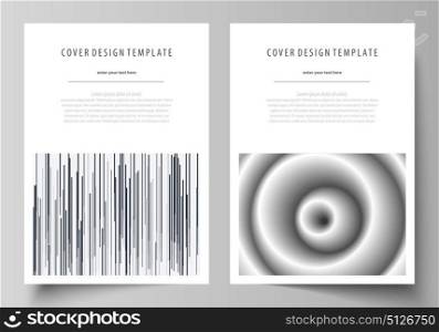 Business templates for brochure, magazine, flyer, booklet. Cover design template, abstract vector layout in A4 size. Simple monochrome geometric pattern. Minimalistic background. Gray color shapes.. Business templates for brochure, magazine, flyer, booklet or annual report. Cover design template, easy editable vector, abstract flat layout in A4 size. Simple monochrome geometric pattern. Minimalistic background. Gray color shapes.