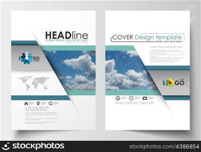 Business templates for brochure, magazine, flyer, booklet or annual report. Cover design template, easy editable blank, abstract blue flat layout in A4 size, vector illustration.