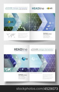 Business templates for brochure, magazine, flyer, booklet or annual report. Cover design template, easy editable blank, abstract flat layout in A4 size. DNA molecule structure, science background. Scientific research, medical technology.