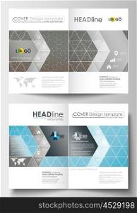 Business templates for brochure, magazine, flyer, booklet or annual report. Cover design template, easy editable blank, abstract flat layout in A4 size. Scientific medical research, chemistry pattern, hexagonal design molecule structure, science vector background.