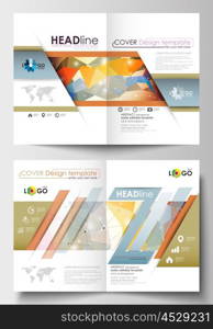 Business templates for brochure, magazine, flyer, booklet or annual report. Cover design template, easy editable blank, abstract flat layout in A4 size. Abstract colorful triangle design vector background with polygonal molecules.