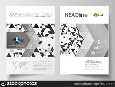 Business templates for brochure, magazine, flyer, booklet or annual report. Cover design template, easy editable blank, abstract flat layout in A4 size. Abstract triangle design background, modern gray color polygonal vector.