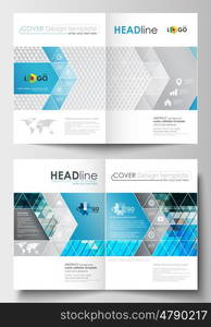 Business templates for brochure, magazine, flyer, booklet or annual report. Cover design template, easy editable blank, abstract flat layout in A4 size. Abstract triangles, blue and gray triangular background, modern polygonal vector.