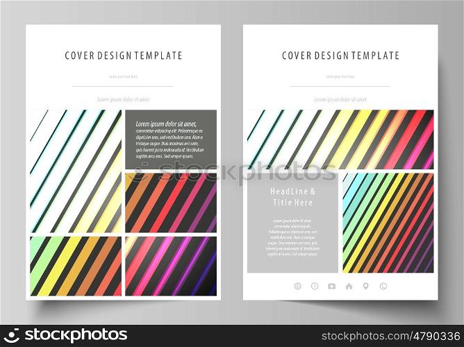 Business templates for brochure, magazine, flyer, booklet or annual report. Cover design template, easy editable vector, abstract flat layout in A4 size. Bright color rectangles, colorful design with geometric rectangular shapes forming abstract beautiful background.