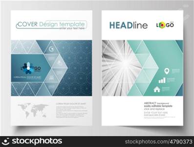 Business templates for brochure, magazine, flyer, booklet or annual report. Cover design template, easy editable blank, abstract flat layout in A4 size. Abstract blue or gray business pattern with lines, modern stylish vector texture.