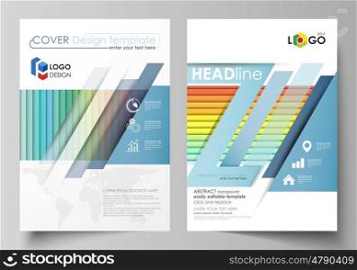 Business templates for brochure, magazine, flyer, booklet or annual report. Cover design template, easy editable vector, abstract flat layout in A4 size. Bright color rectangles, colorful design with overlapping geometric rectangular shapes forming abstract beautiful background.