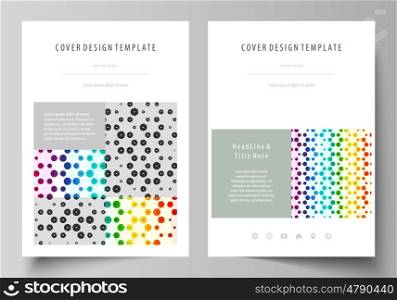 Business templates for brochure, magazine, flyer, booklet or annual report. Cover design template, easy editable vector, abstract flat layout in A4 size. Chemistry pattern, hexagonal molecule structure. Medicine, science and technology concept.