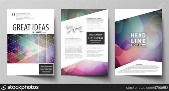 Business templates for brochure, magazine, flyer, booklet or annual report. Cover design template, easy editable vector, abstract flat layout in A4 size. Bright color pattern, colorful design with overlapping shapes forming abstract beautiful background.