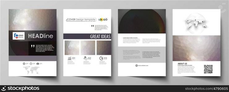 Business templates for brochure, magazine, flyer, booklet or annual report. Cover design template, easy editable vector, abstract flat layout in A4 size. Dark color triangles and colorful circles. Abstract polygonal style modern background.