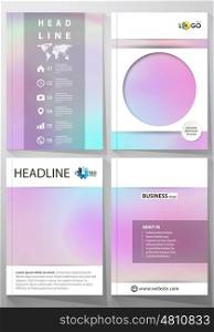Business templates for brochure, magazine, flyer, booklet or annual report. Cover design template, easy editable vector, abstract flat layout in A4 size. Hologram, background in pastel colors with holographic effect. Blurred colorful pattern, futuristic surreal texture.