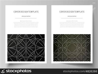 Business templates for brochure, magazine, flyer, booklet or annual report. Cover design template, easy editable vector, abstract flat layout in A4 size. Celtic pattern. Abstract ornament, geometric vintage texture, medieval classic ethnic style.