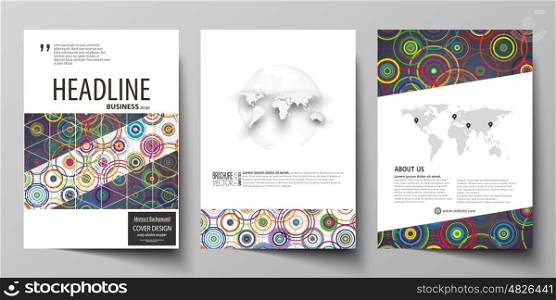 Business templates for brochure, magazine, flyer, booklet or annual report. Cover design template, easy editable vector, abstract flat layout in A4 size. Bright color background in minimalist style made from colorful circles.