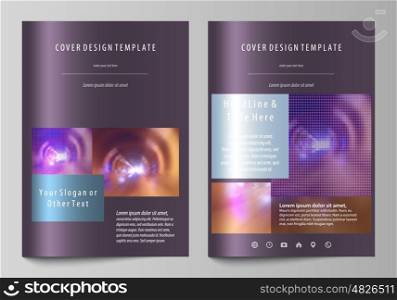 Business templates for brochure, magazine, flyer, booklet or annual report. Cover design template, easy editable vector, abstract flat layout in A4 size. Bright color colorful design, beautiful futuristic background.