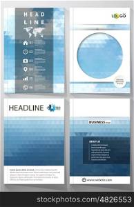 Business templates for brochure, magazine, flyer, booklet or annual report. Cover design template, easy editable vector, abstract flat layout in A4 size. Colorful background made of triangular texture for travel business, natural landscape in polygonal style.