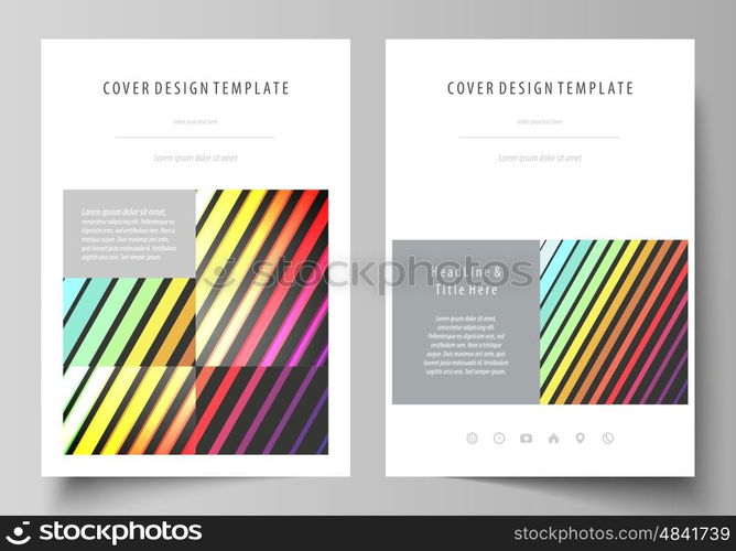 Business templates for brochure, magazine, flyer, booklet or annual report. Cover design template, easy editable vector, abstract flat layout in A4 size. Bright color rectangles, colorful design with geometric rectangular shapes forming abstract beautiful background.