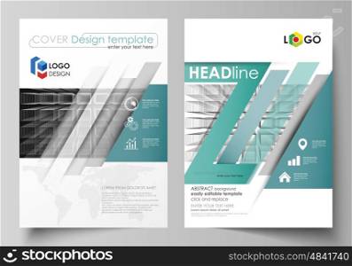 Business templates for brochure, magazine, flyer, booklet or annual report. Cover design template, easy editable vector, abstract flat layout in A4 size. Abstract infinity background, 3d structure with rectangles forming illusion of depth and perspective.