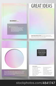 Business templates for brochure, magazine, flyer, booklet or annual report. Cover design template, easy editable vector, abstract flat layout in A4 size. Hologram, background in pastel colors with holographic effect. Blurred colorful pattern, futuristic surreal texture.